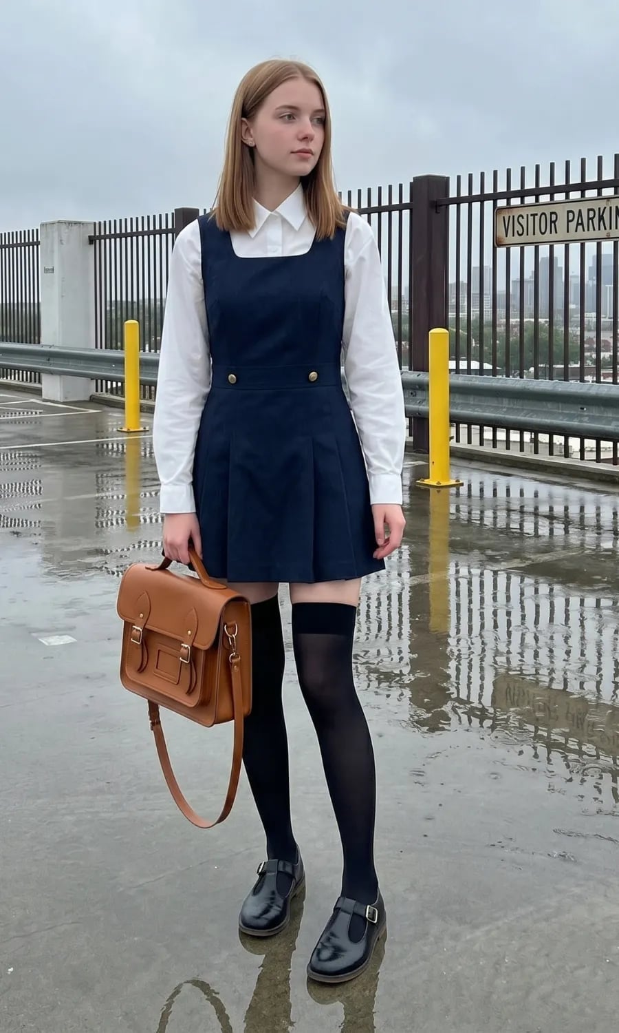 Navy Pinafore Dress with White Shirt for School Navy Pinafore Dress with White Shirt for School — Trendy Outfits for Teens