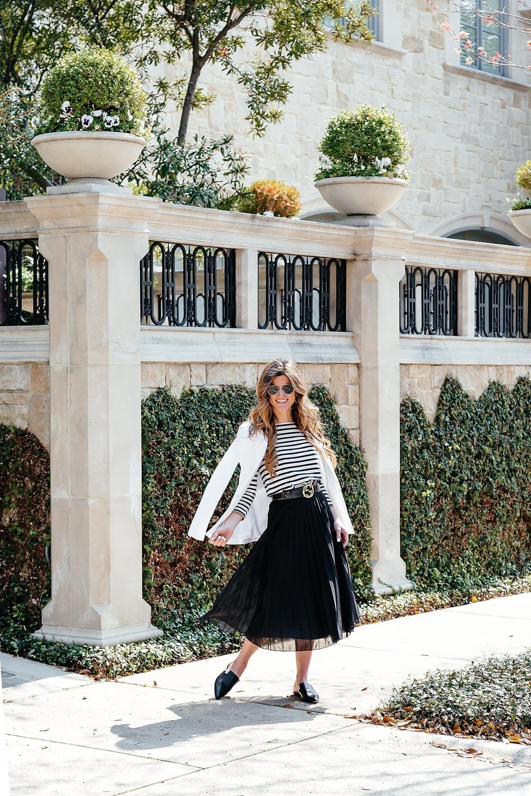 White Blazer with Black Tulle Skirt White Blazer with Black Tulle Skirt — Trendy Parisian Style