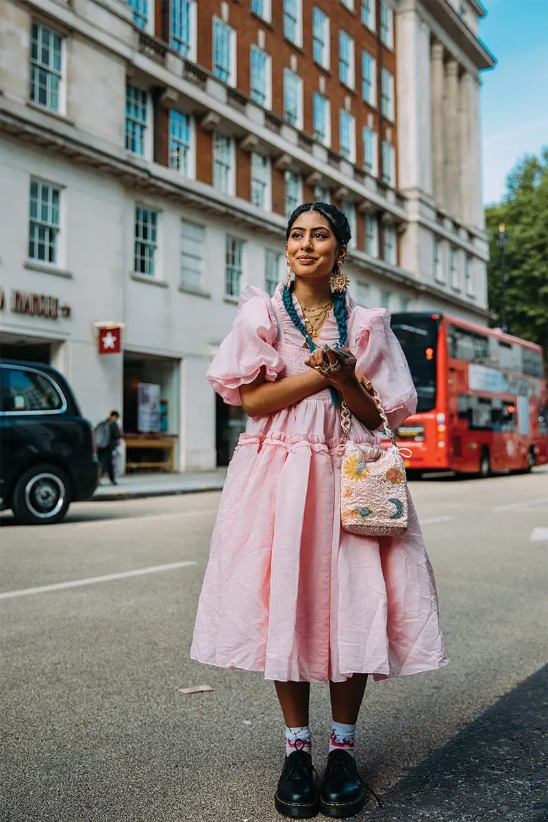 Bubblegum Pink Cotton Midi Dress With Puffy Sleeves Bubblegum Pink Cotton Midi Dress With Puffy Sleeves — Trendy Pink Dress Outfit