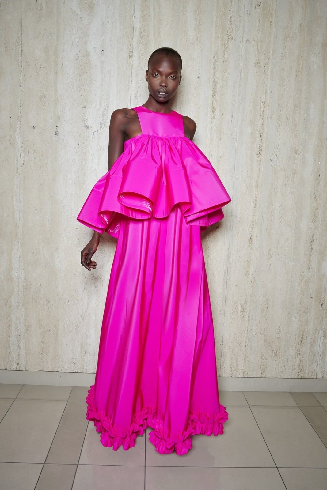 Oversized Bright Pink Dress With Voluminous Silhouette Oversized Bright Pink Dress With Voluminous Silhouette — Trendy Pink Dress Outfit