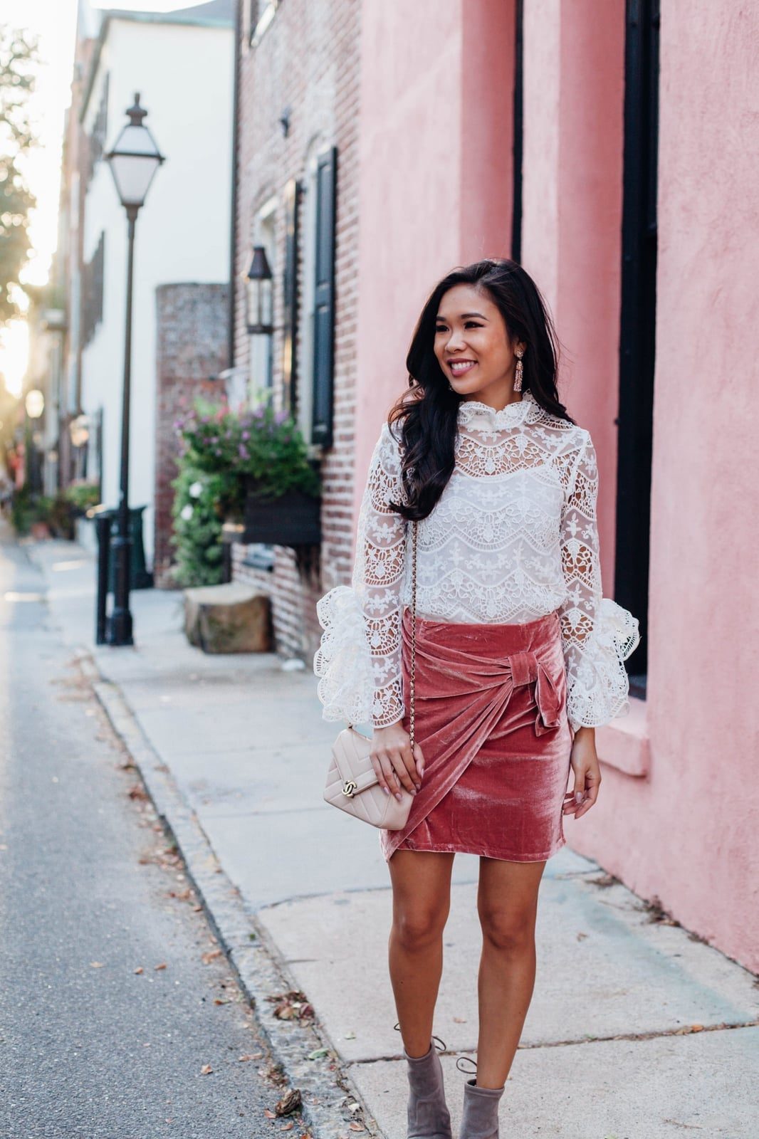 Pink Velvet Wrap Mini Skirt Pink Velvet Wrap Mini Skirt — Trendy Pink Skirt Outfit
