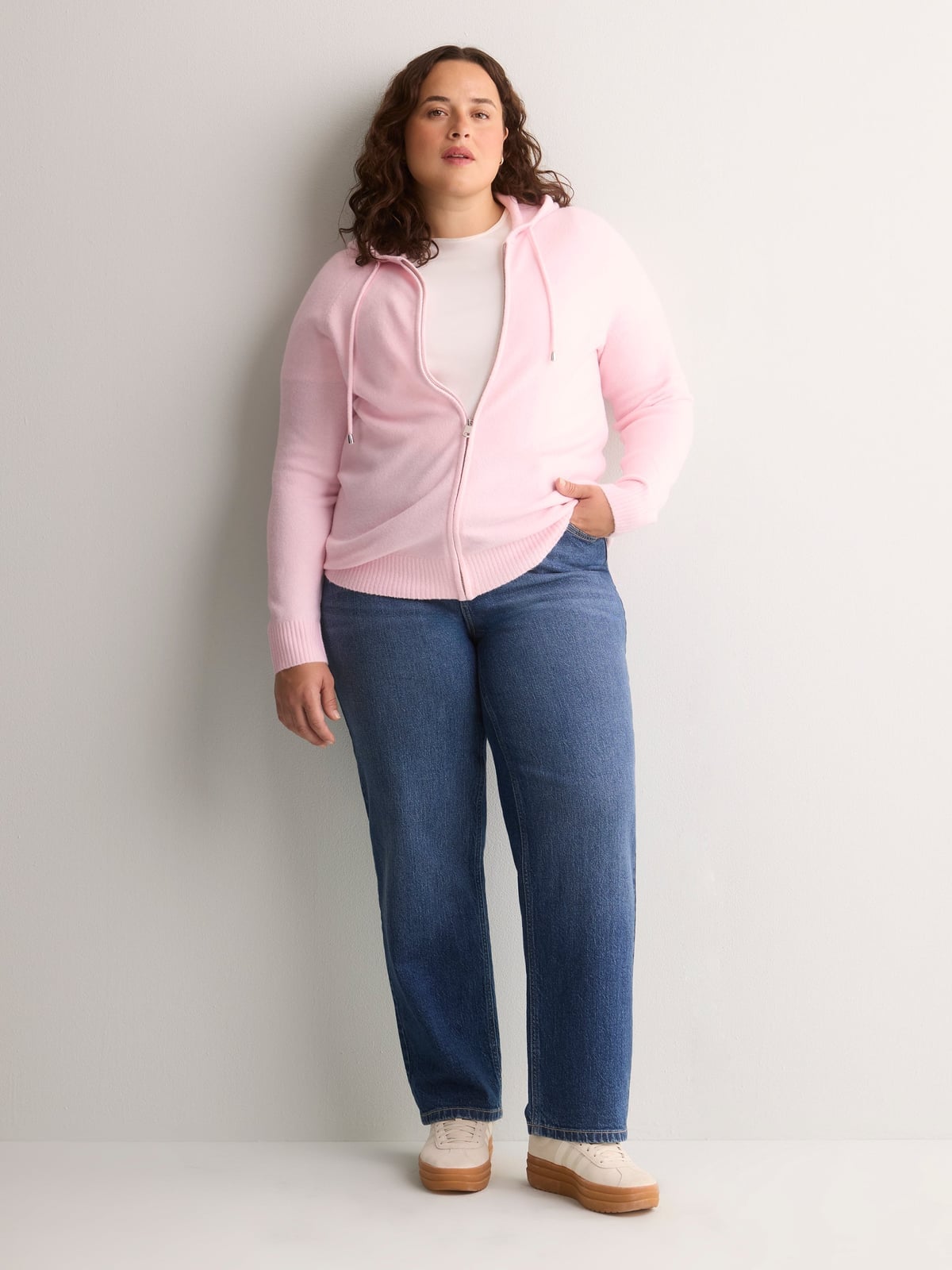 Pink Hoodie With Blue Jeans — Trendy Plus Size Outfits