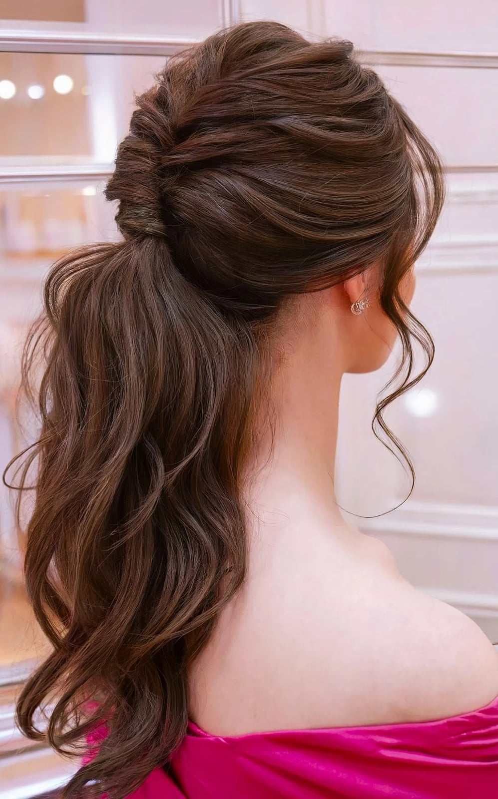 Braided Crown Ponytail With Waves — Trendy Pony Hairstyles