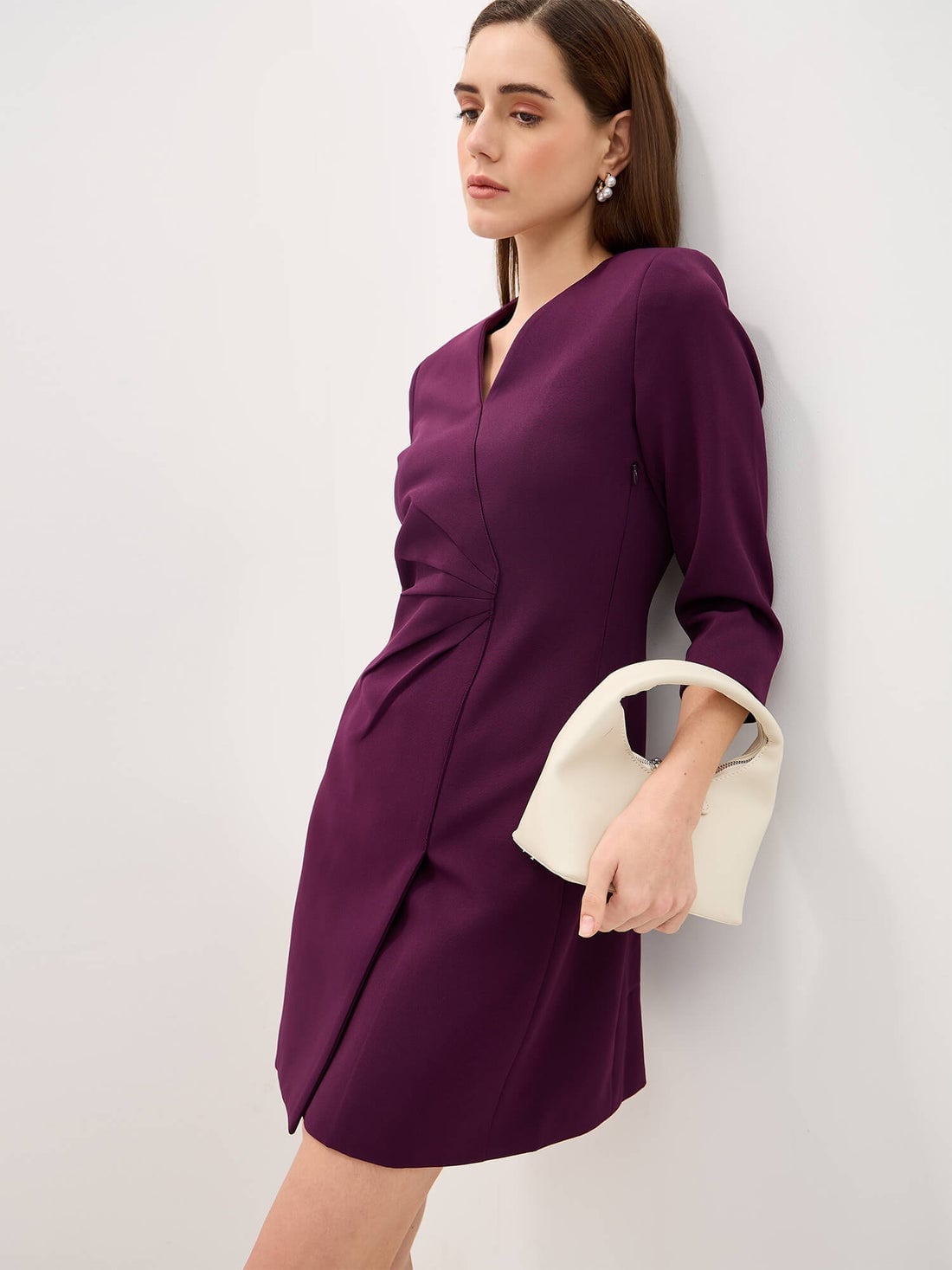 Deep Purple Fitted Mini Dress for Evenings — Trendy Purple Outfits