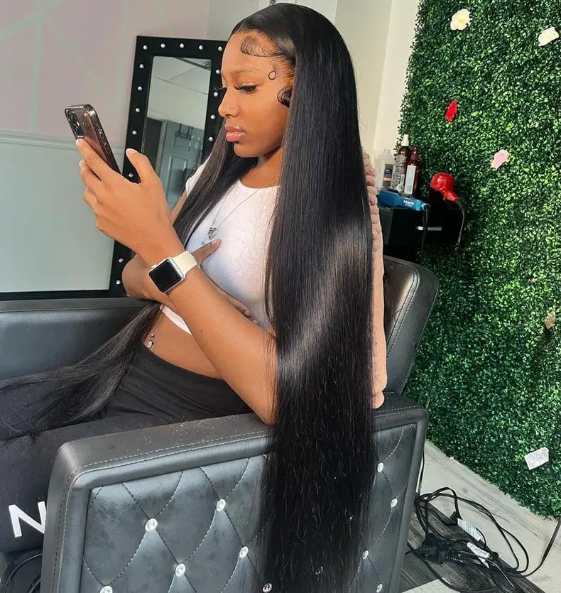 Extremely Long Straight Hair with White Crop Top Extremely Long Straight Hair with White Crop Top — Trendy Quick Weave