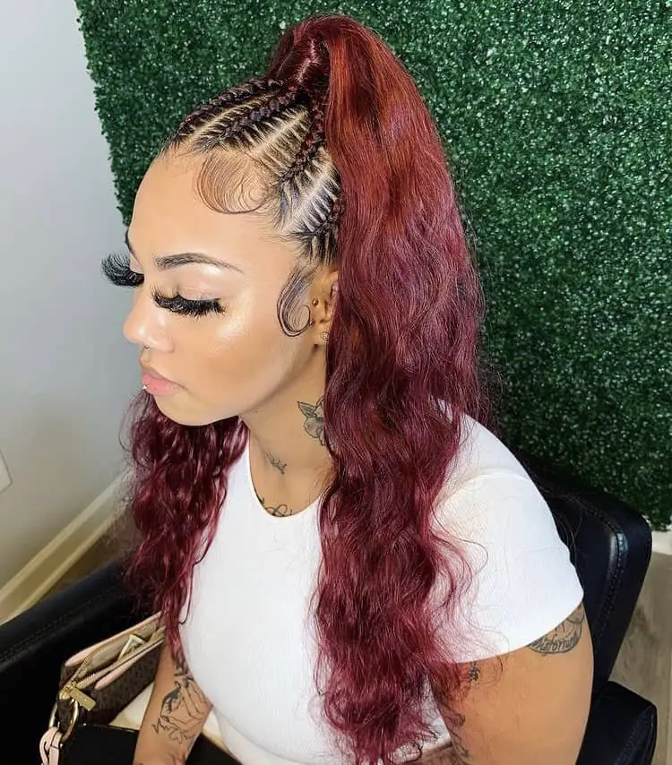Braided Red Hair with White T-Shirt Braided Red Hair with White T-Shirt — Trendy Quick Weave