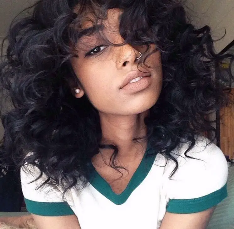 Voluminous Curly Hair with T-Shirt Voluminous Curly Hair with T-Shirt — Trendy Quick Weave