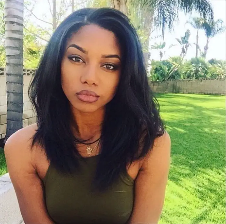 Layered Straight Hair with Olive Knit Top Layered Straight Hair with Olive Knit Top — Trendy Quick Weave