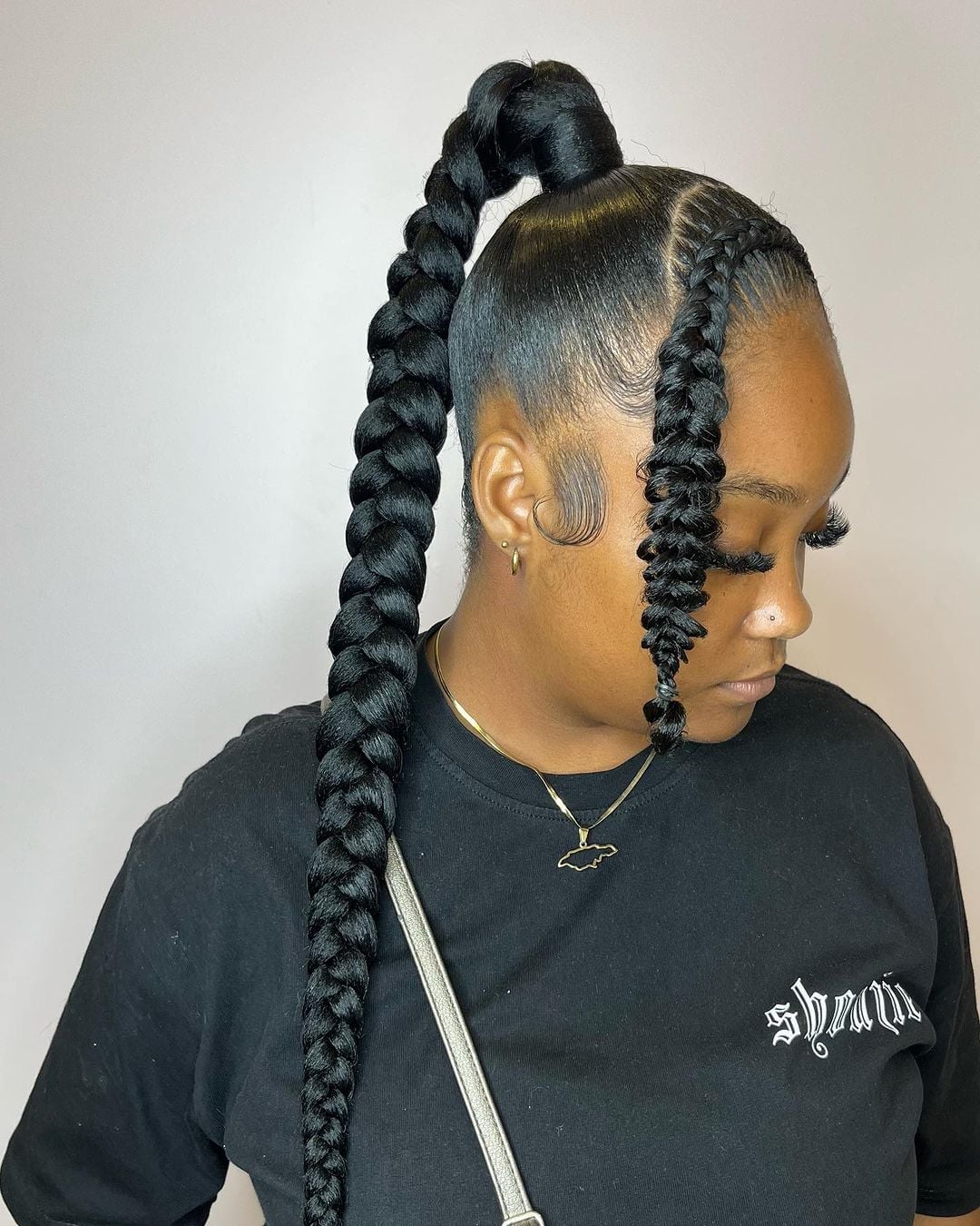 High Braided Ponytail With Face Framing Braids High Braided Ponytail With Face Framing Braids — Trendy Quick Weave Ponytail