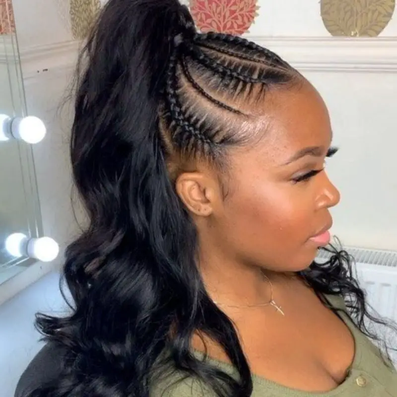 Braided Ponytail With Loose Waves Braided Ponytail With Loose Waves — Trendy Quick Weave Ponytail