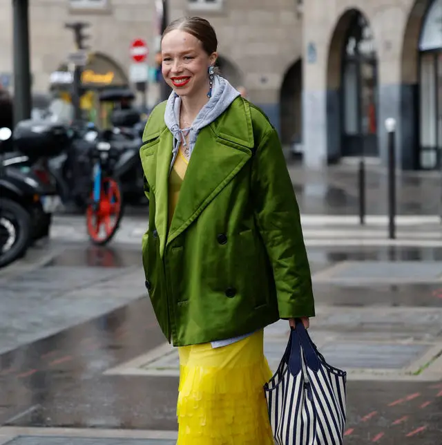 Oversized Green Velvet Double-Breasted Jacket Oversized Green Velvet Double-Breasted Jacket — Trendy Rain Jacket Outfits