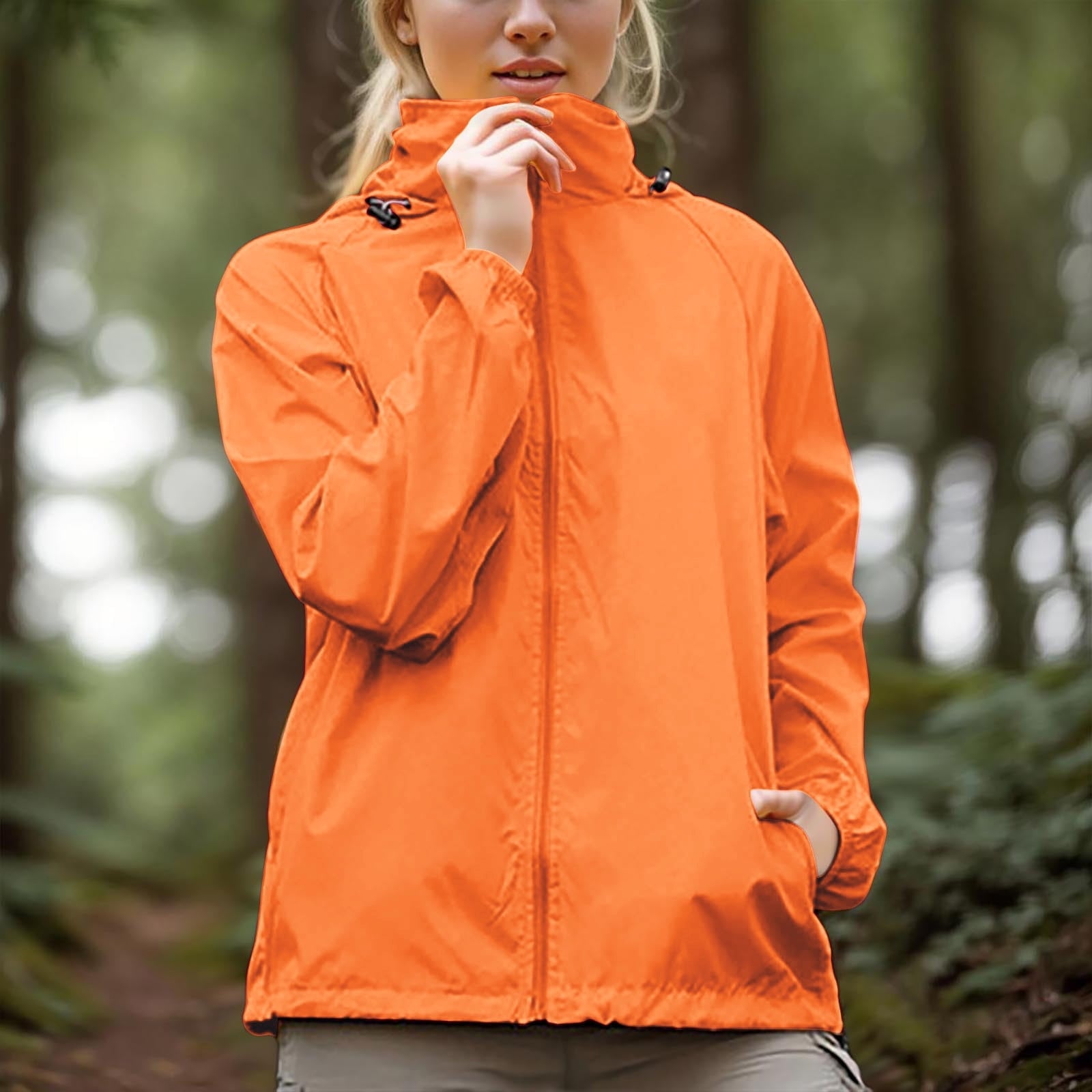 Bright Orange Hooded Rain Jacket Bright Orange Hooded Rain Jacket — Trendy Rain Jacket Outfits