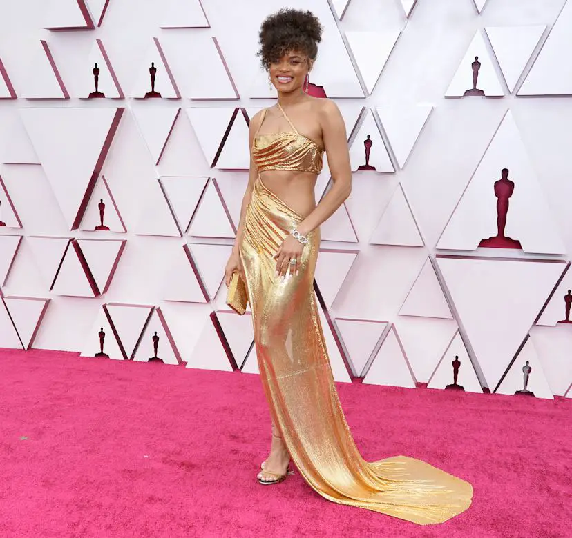 Gold Metallic Mesh Dress With Cutout Midriff Gold Metallic Mesh Dress With Cutout Midriff — Trendy Red Carpet Dresses