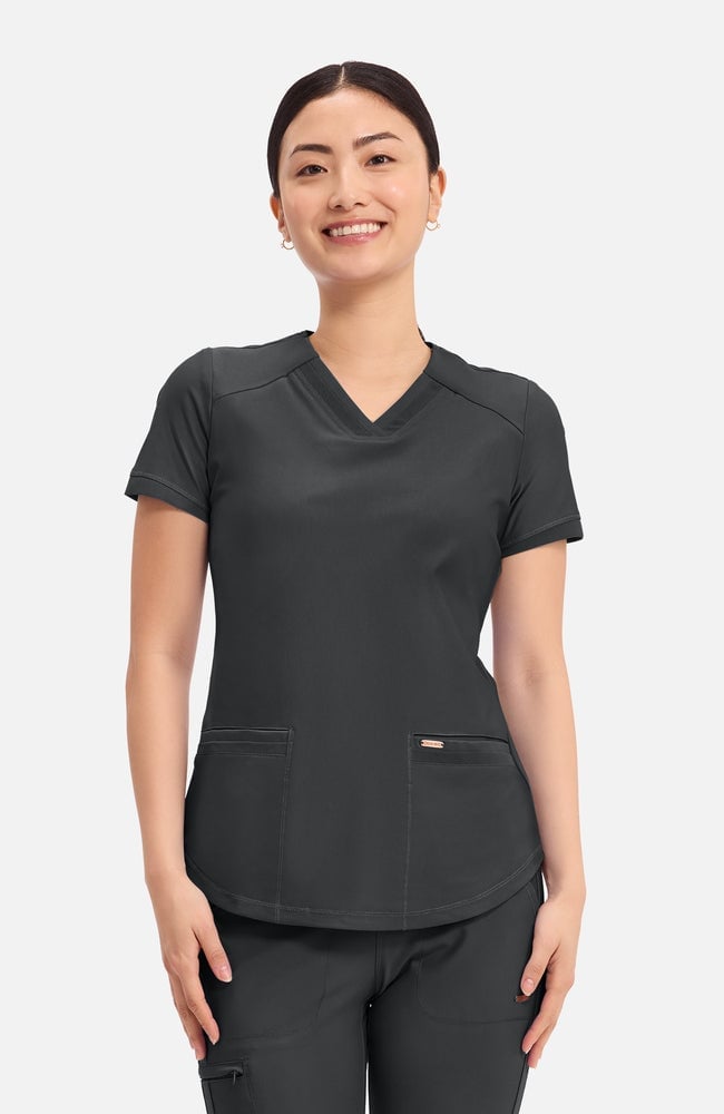 Dark Gray Scrubs With Subtle Seam Details — Trendy Scrubs Outfits
