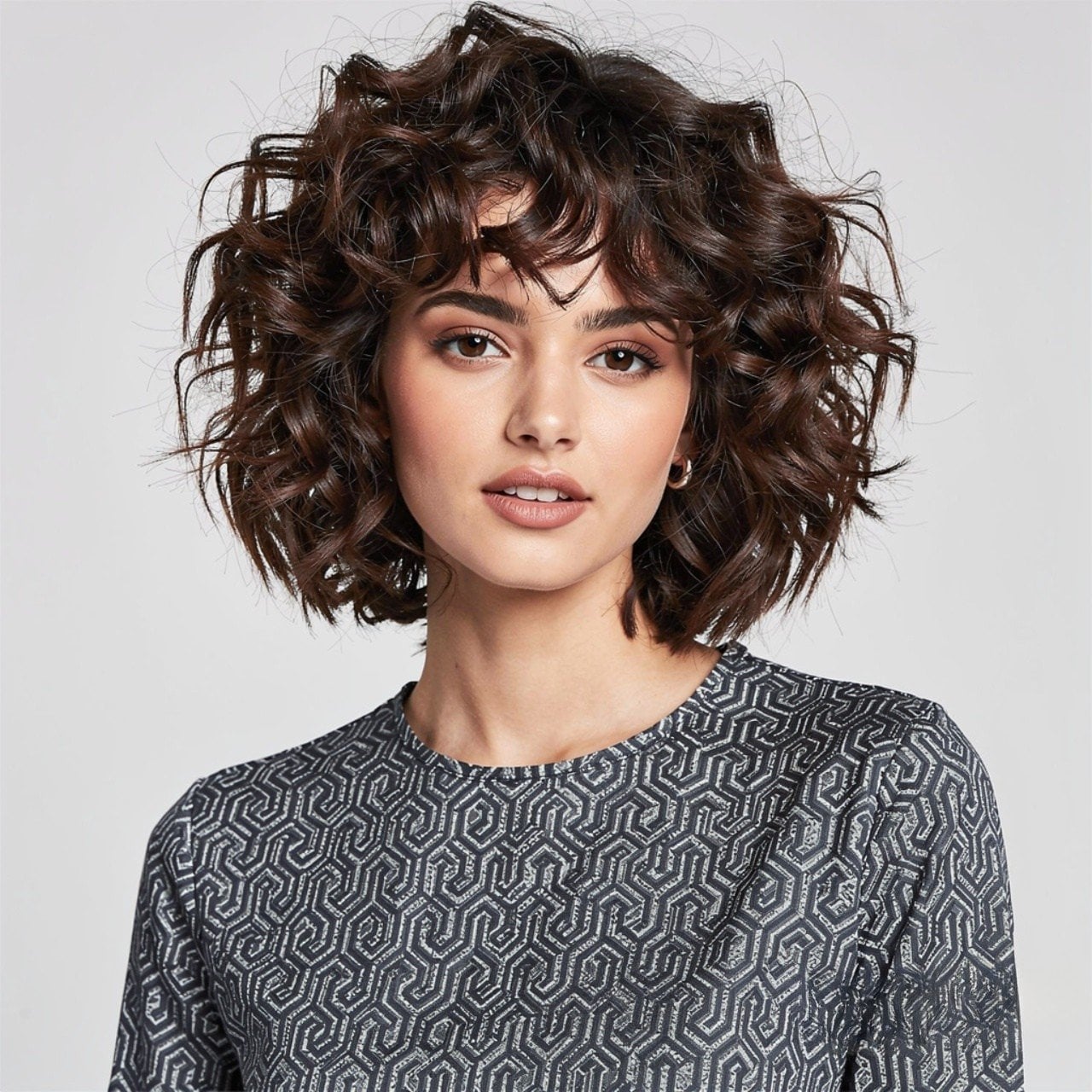 Dark Brown Bob With Defined Curls — Trendy Short Hair