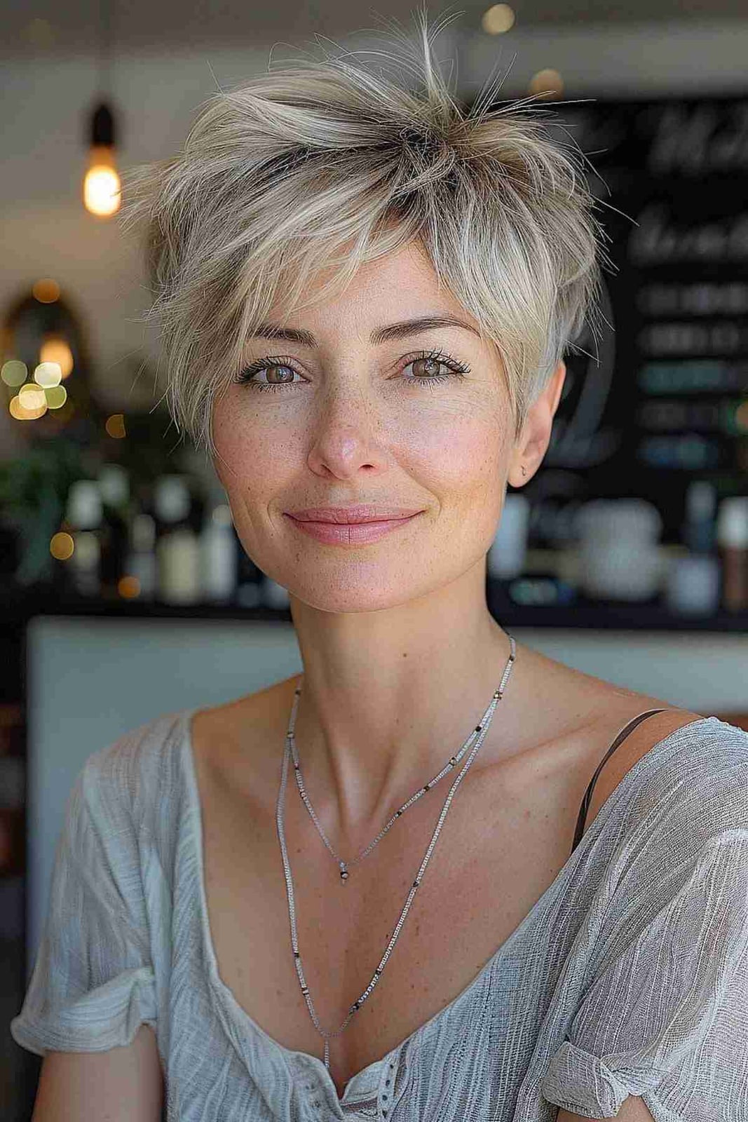Light Blonde Pixie With Tousled Layers — Trendy Short Hair