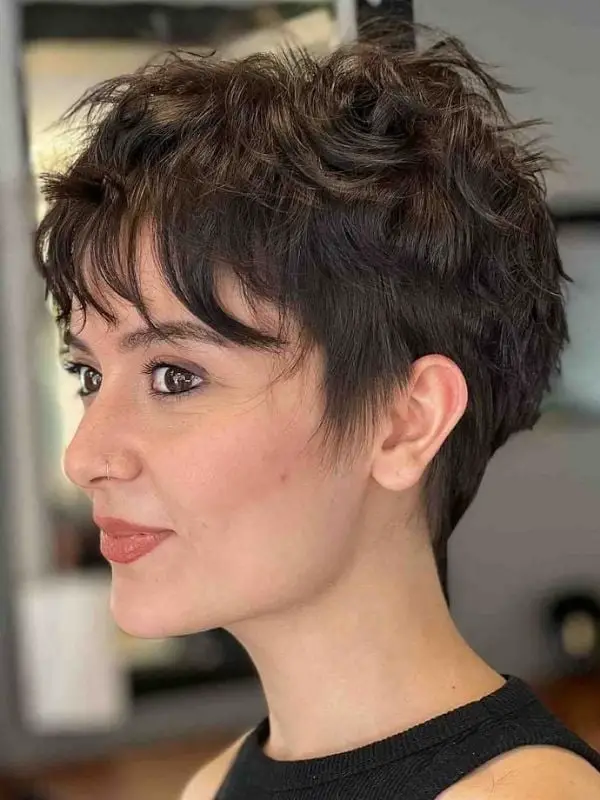 Textured Dark Brown Pixie With Fringe — Trendy Short Hair Hairstyles