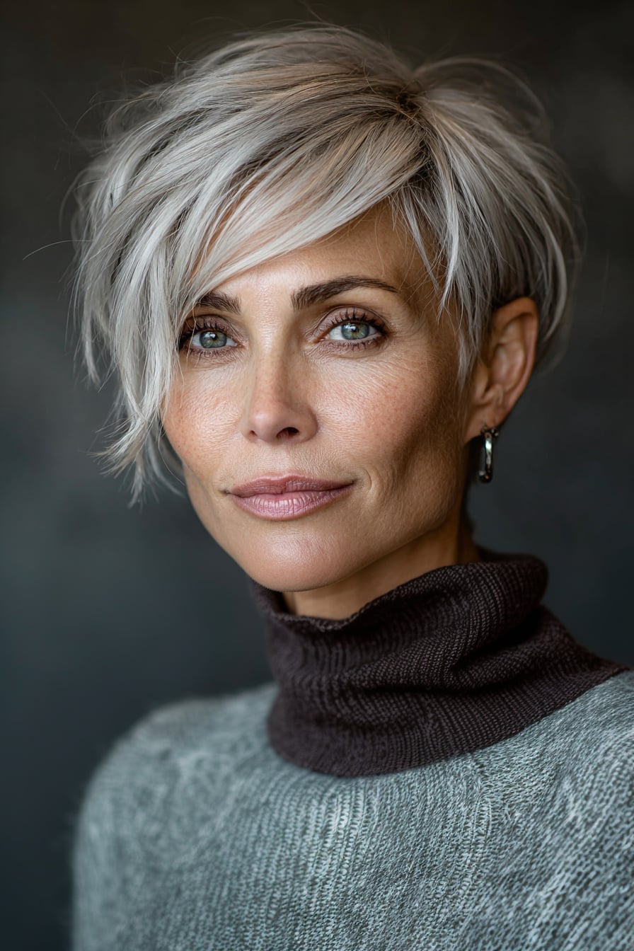 Ash Blonde Pixie With Long Textured Fringe — Trendy Short Hair Hairstyles