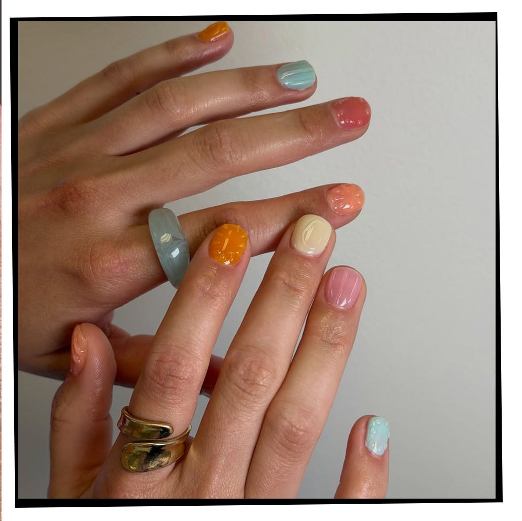 Multi-Color Pastel Short Square Nails — Trendy Short Nails Color
