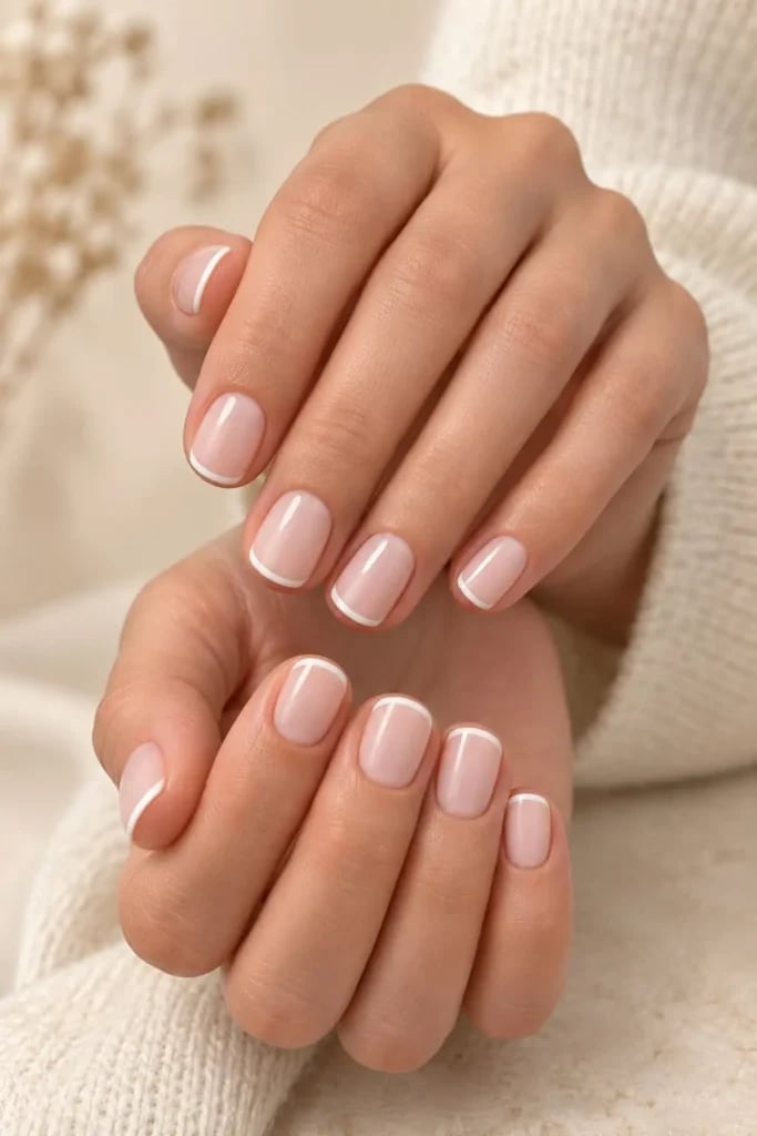 Classic Thin White French Short Square Nails Classic Thin White French Short Square Nails — Trendy Short Square Nails