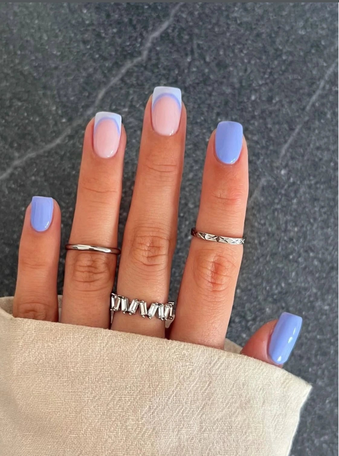 Pastel French Tips Short Square Nails Pastel French Tips Short Square Nails — Trendy Short Square Nails