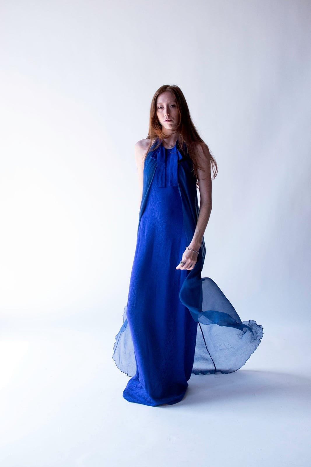 Royal Blue Silk Maxi Dress with Flowing Halter Neck Royal Blue Silk Maxi Dress with Flowing Halter Neck — Trendy Silk Dresses