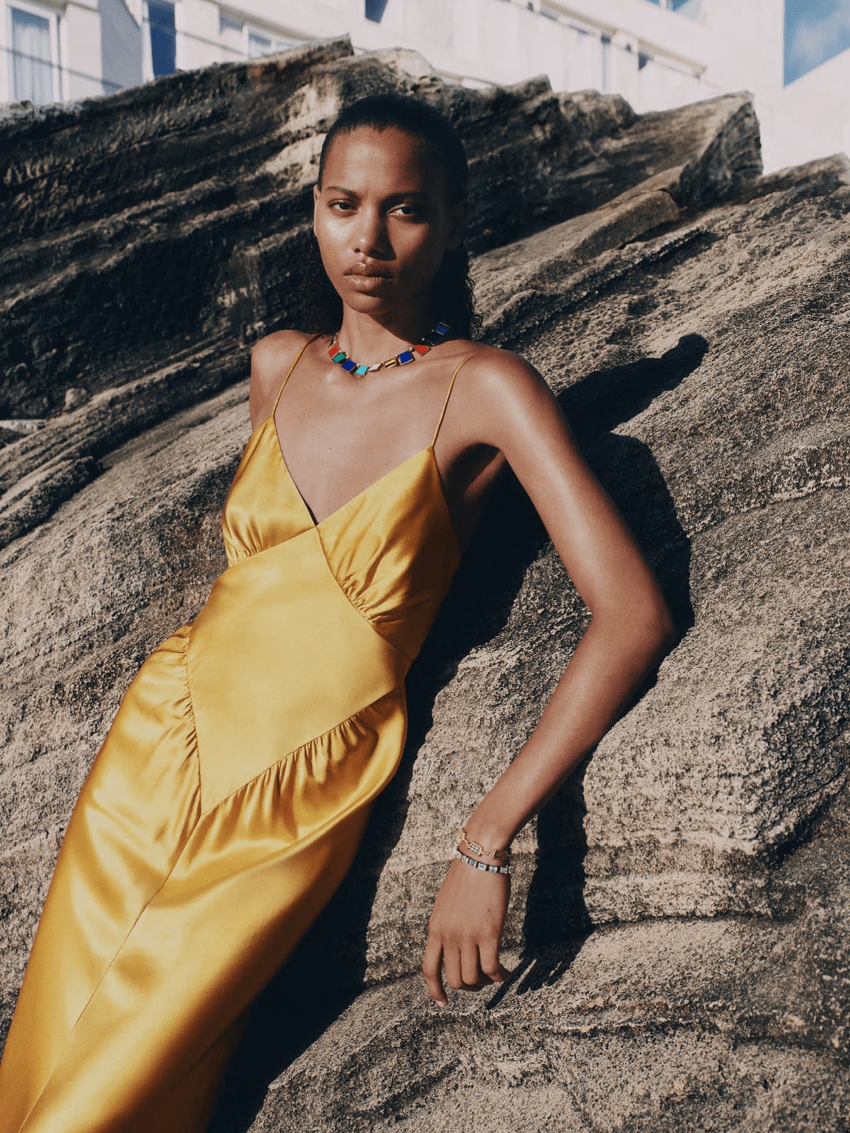 Bright Yellow A-line Maxi Silk Dress Bright Yellow A-line Maxi Silk Dress — Trendy Silk Dresses Outfit