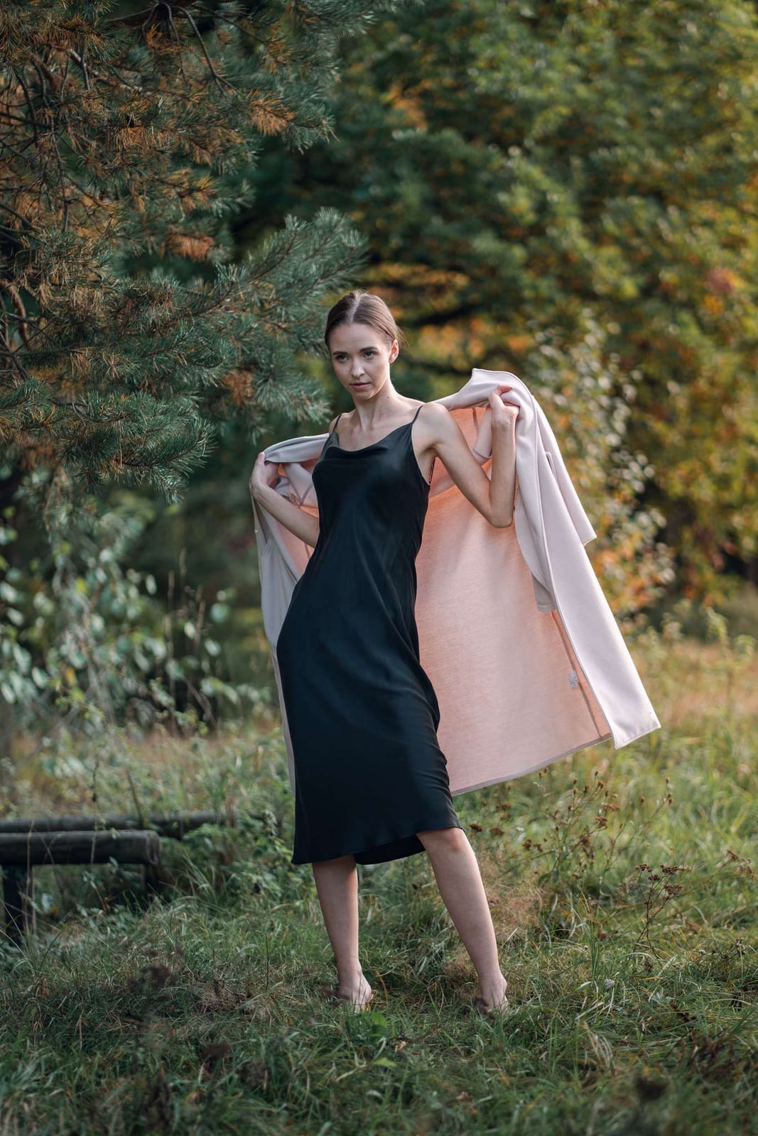 Black Silk Midi Dress With Cowl Neck Black Silk Midi Dress With Cowl Neck — Trendy Silk Dresses Outfit