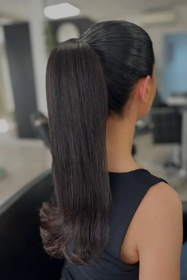 Sleek Ponytail With Face-Framing Pieces — Trendy Sleek Ponytail