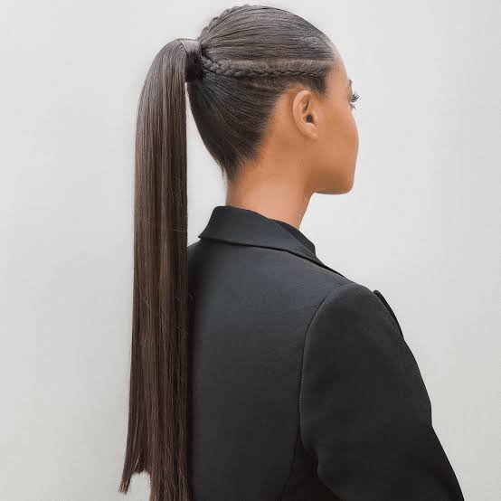 Sleek Ponytail With Braided Accents — Trendy Sleek Ponytail