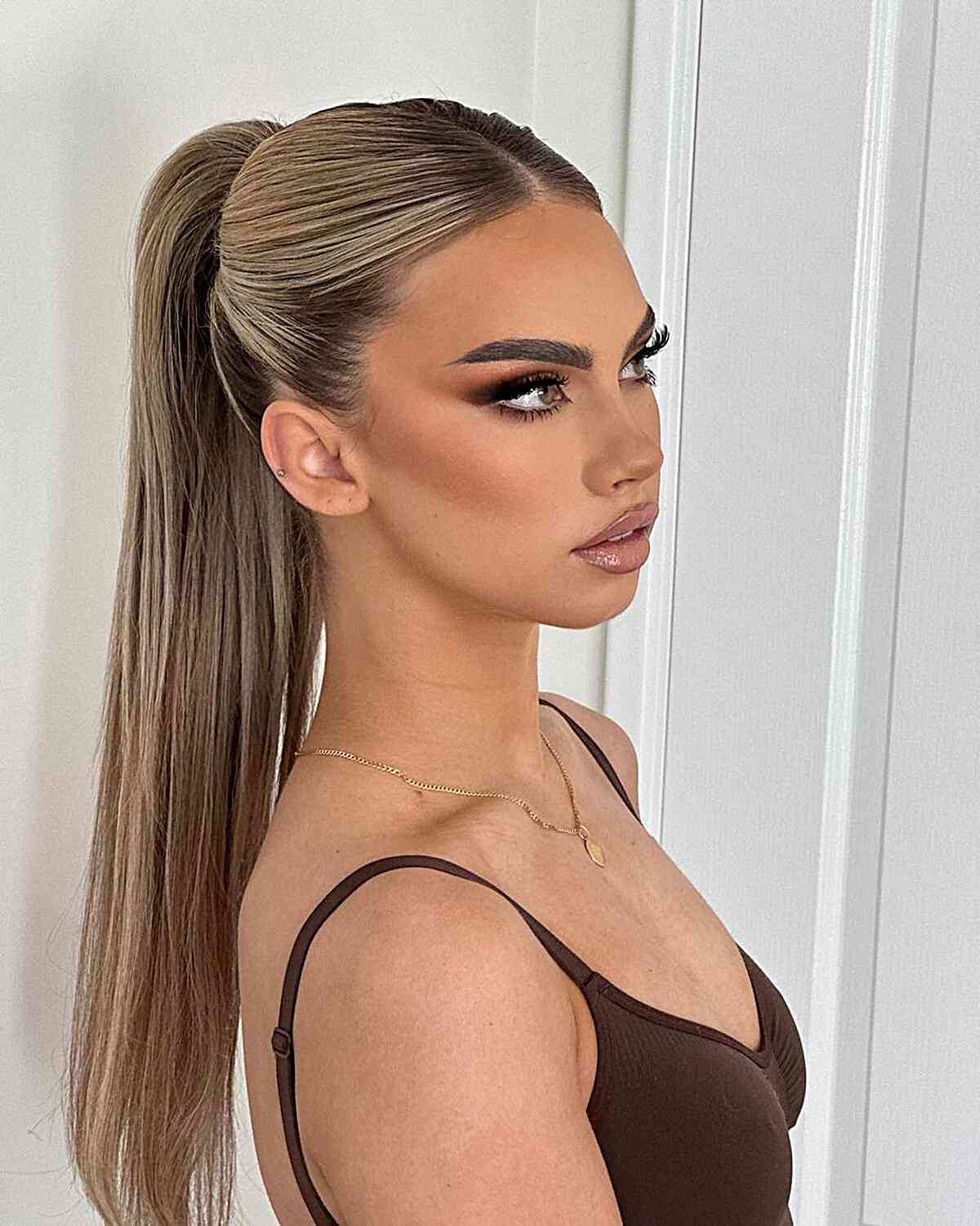Ultra-Sleek Ash Blonde Ponytail — Trendy Sleek Ponytail