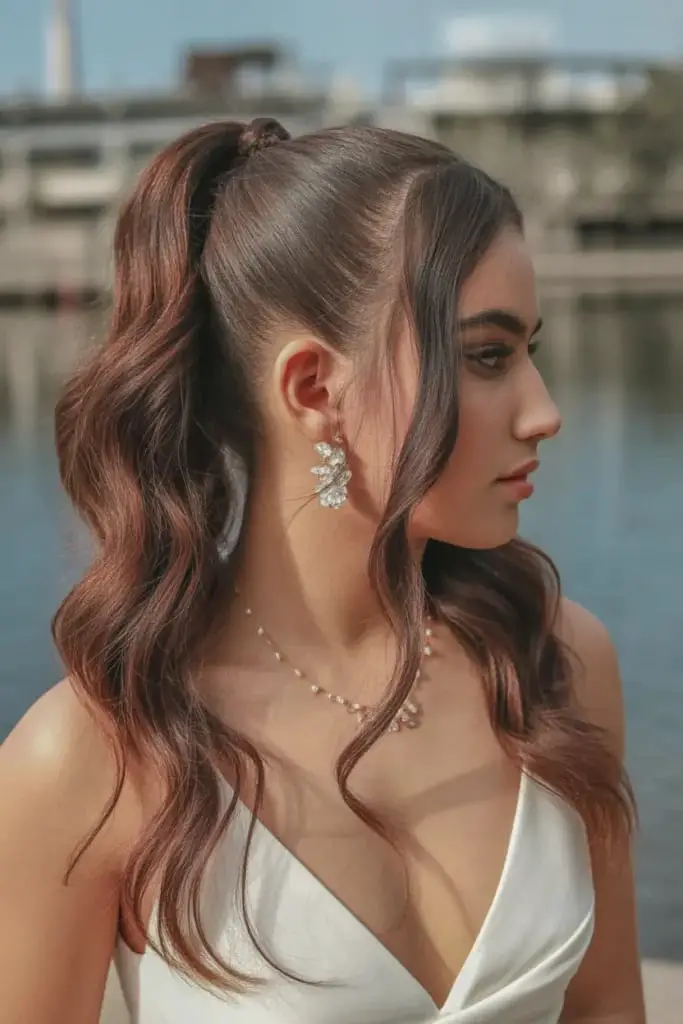 High Ponytail Voluminous Loose Waves — Trendy Sleek Ponytail