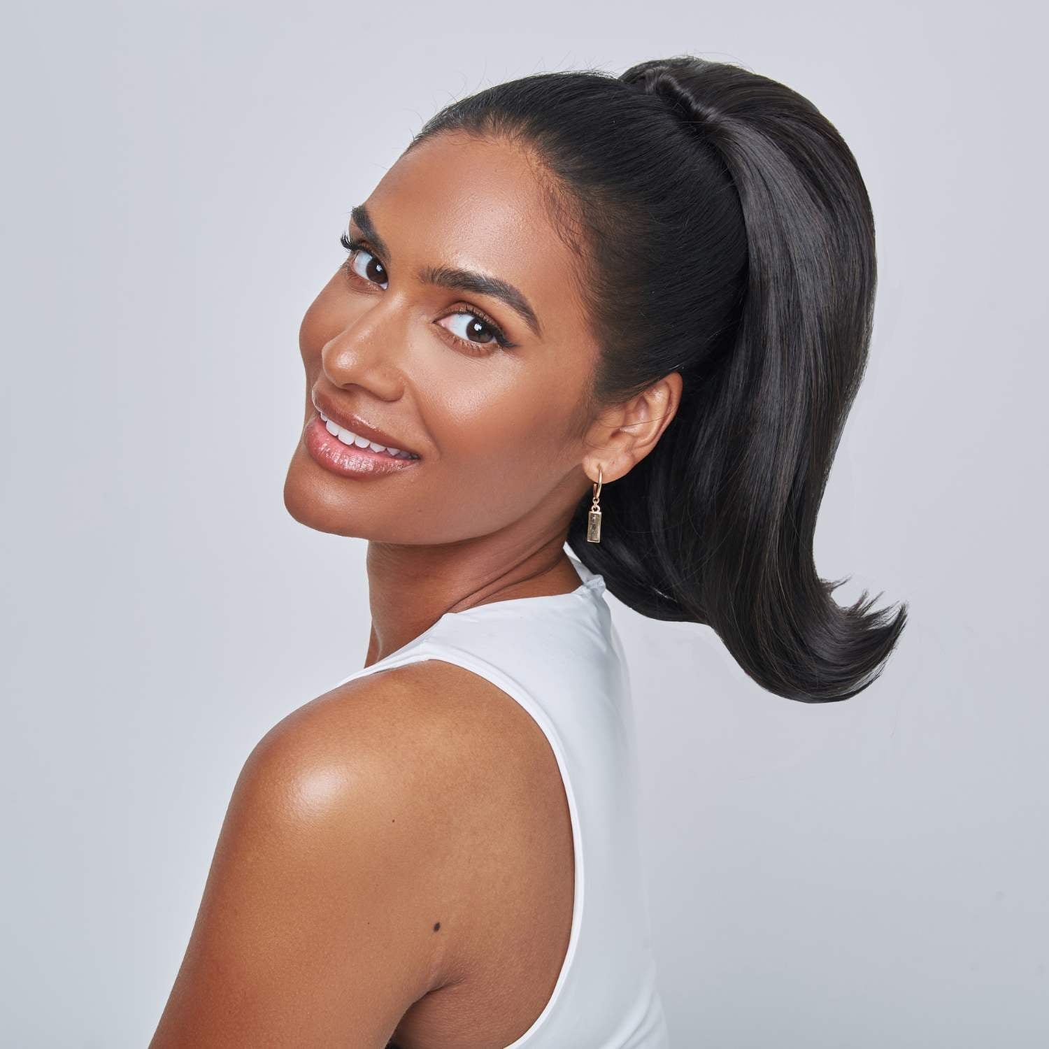 Sharp High Jet Black Ponytail — Trendy Sleek Ponytail