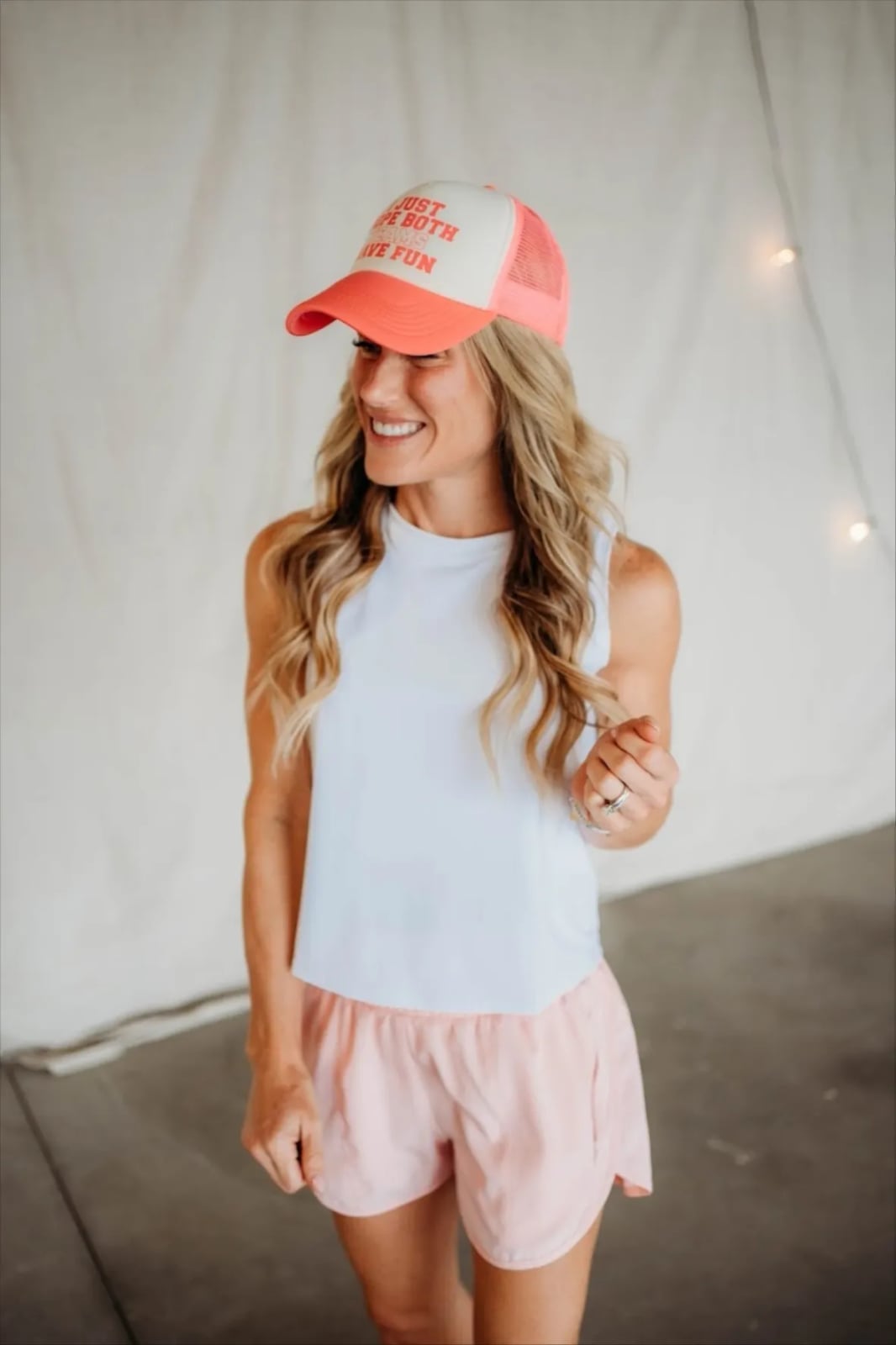 Pink Running Shorts With Sleeveless Top — Trendy Sporty Outfits