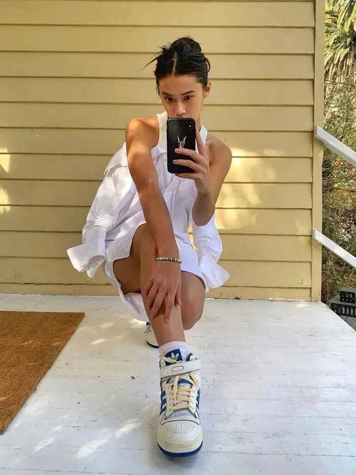 White Sporty Dress With Ruffled Details — Trendy Sporty Outfits