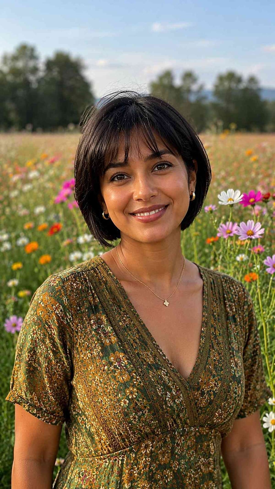 Ear Length Bob With Blunt Bangs, Dark Brown Ear Length Bob With Blunt Bangs, Dark Brown — Trendy Straight Hair