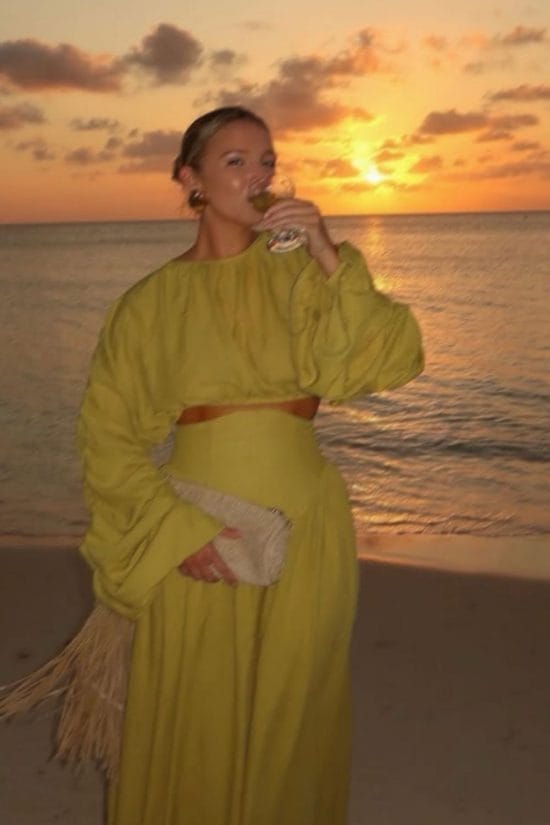 Lime Green Set with Balloon Sleeves for Evening — Trendy Sunset Outfit