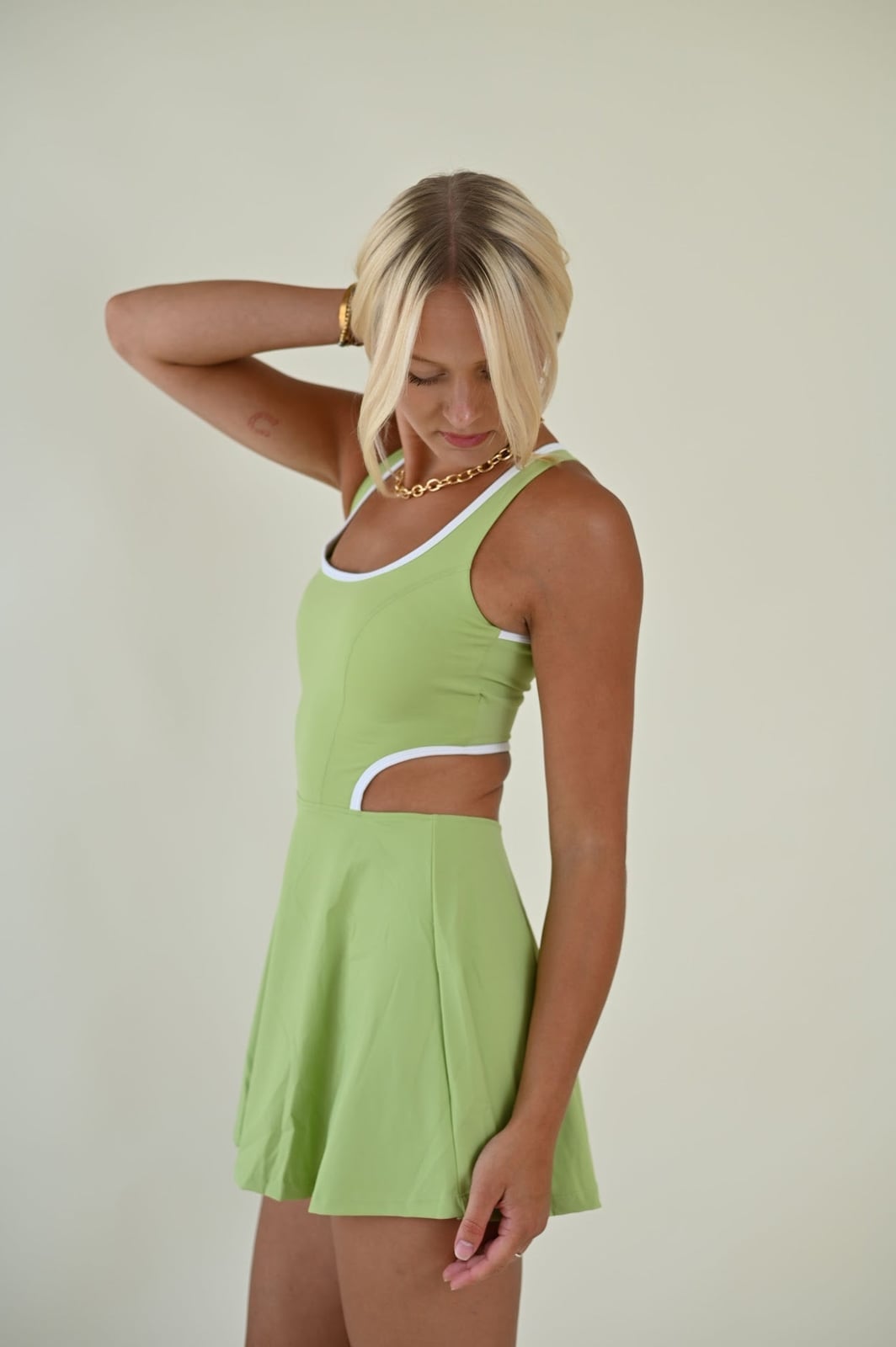 Lime Green Tennis Dress with Cut-Outs Lime Green Tennis Dress with Cut-Outs — Trendy Tennis Outfits