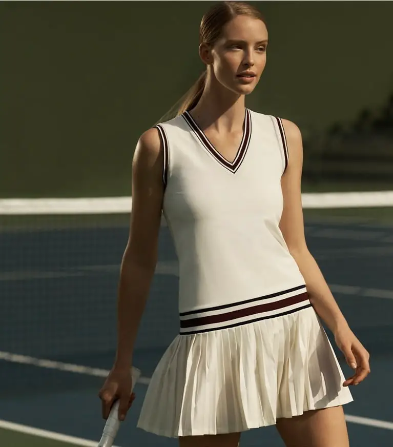 Sleeveless Knit Top and Pleated Skirt Set Sleeveless Knit Top and Pleated Skirt Set — Trendy Tennis Outfits