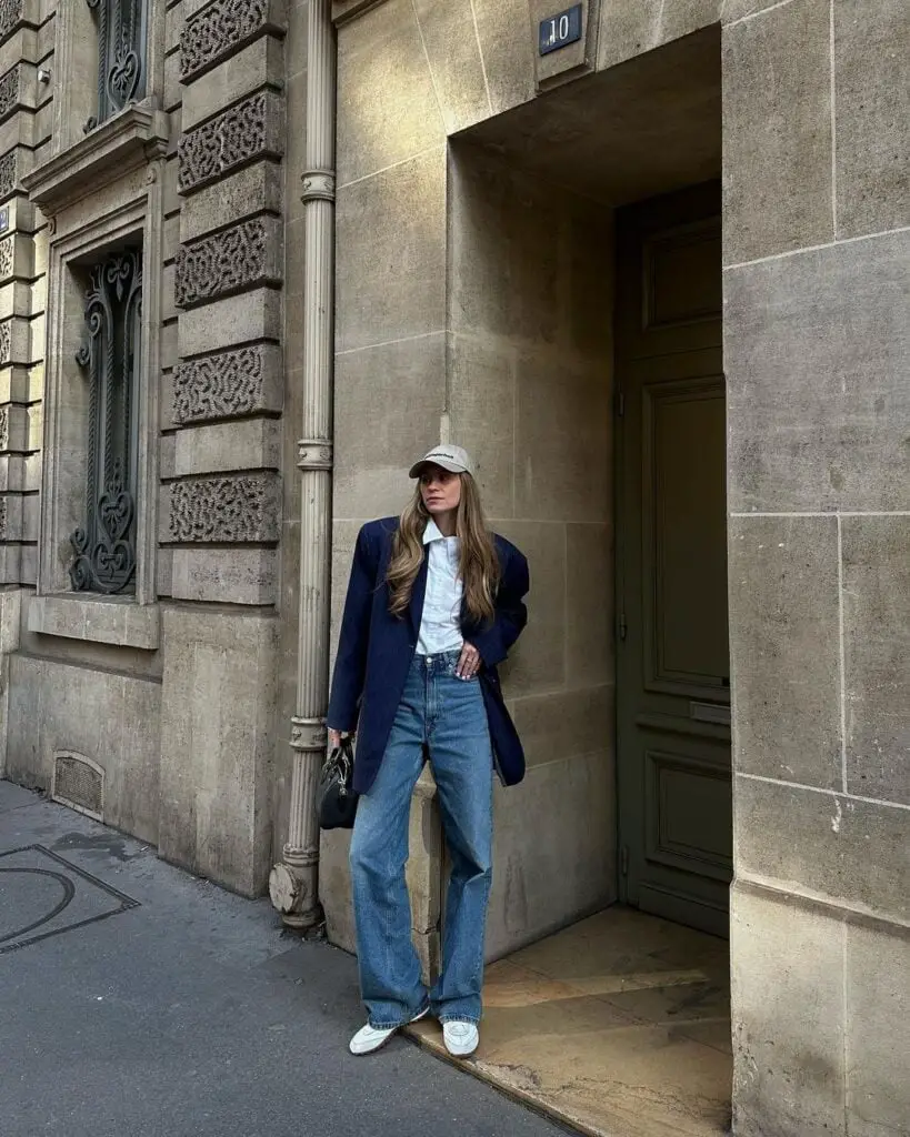 Navy Blazer with White Shirt and Relaxed Jeans Navy Blazer with White Shirt and Relaxed Jeans — Trendy Tomboy Outfits