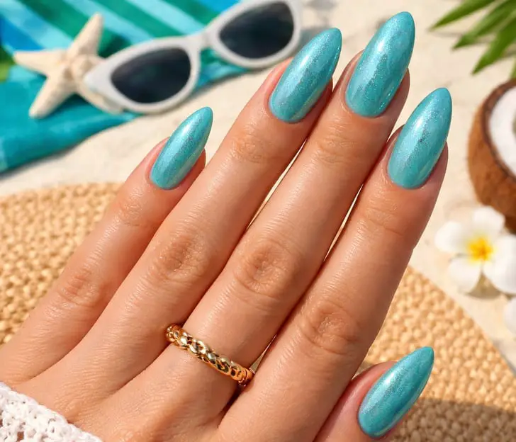 Shimmering Turquoise Metallic Sheen Shimmering Turquoise Metallic Sheen — Trendy Turquoise Nails