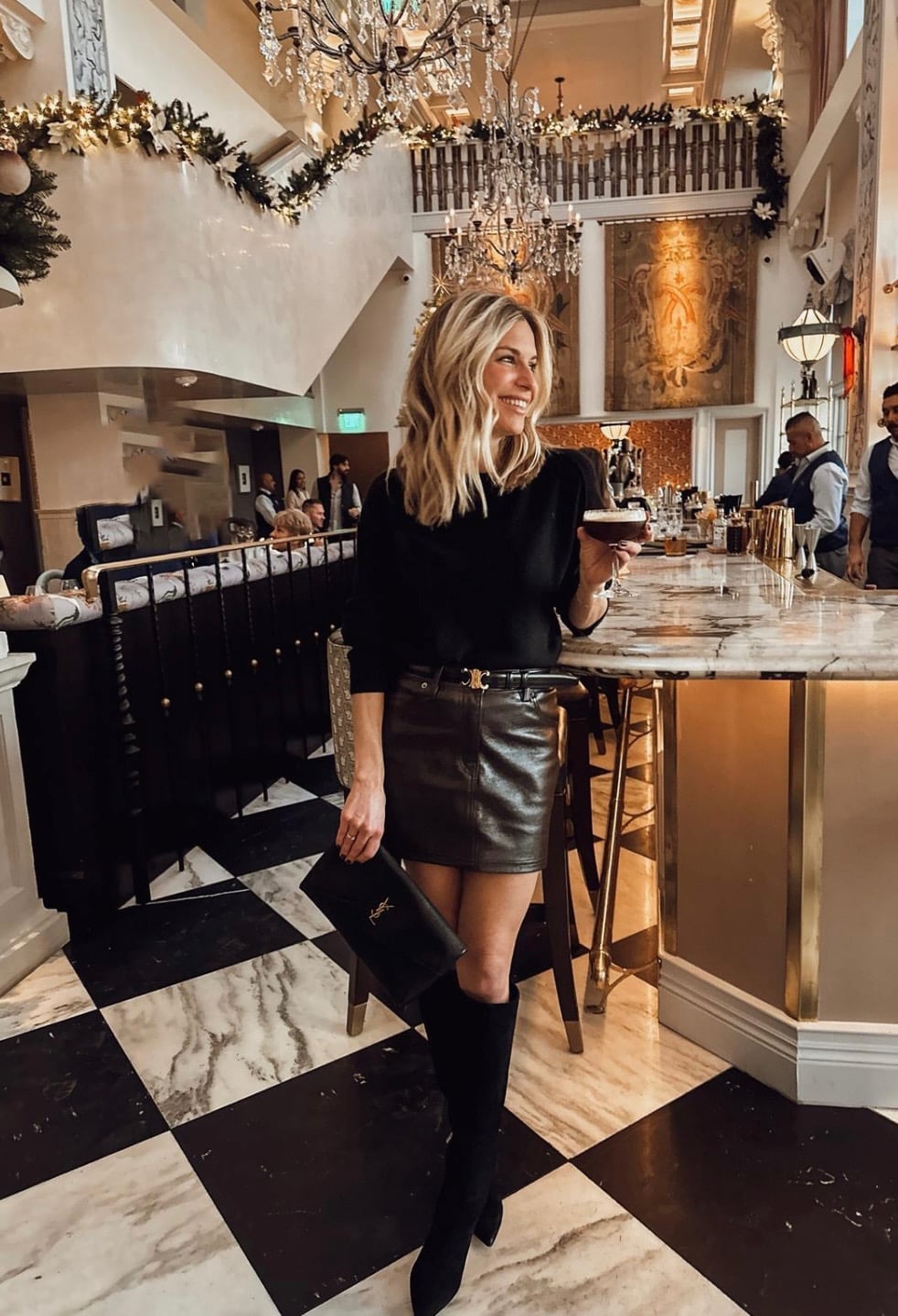 Leather Mini Skirt with Knee-High Boots Leather Mini Skirt with Knee-High Boots — Trendy Vegas Outfits