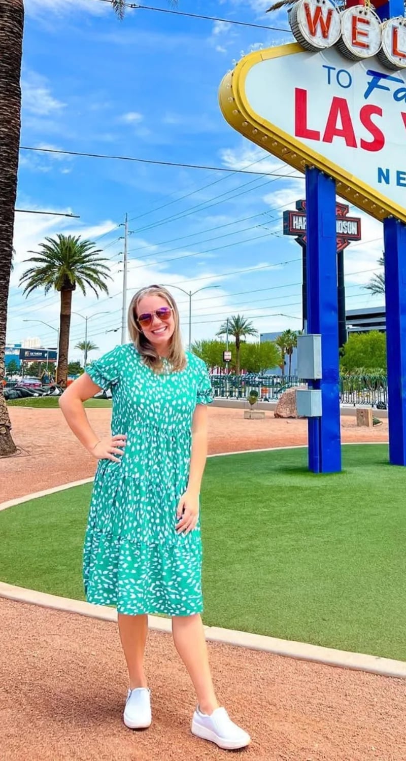 Green and White Patterned Tiered Midi Dress Green and White Patterned Tiered Midi Dress — Trendy Vegas Outfits