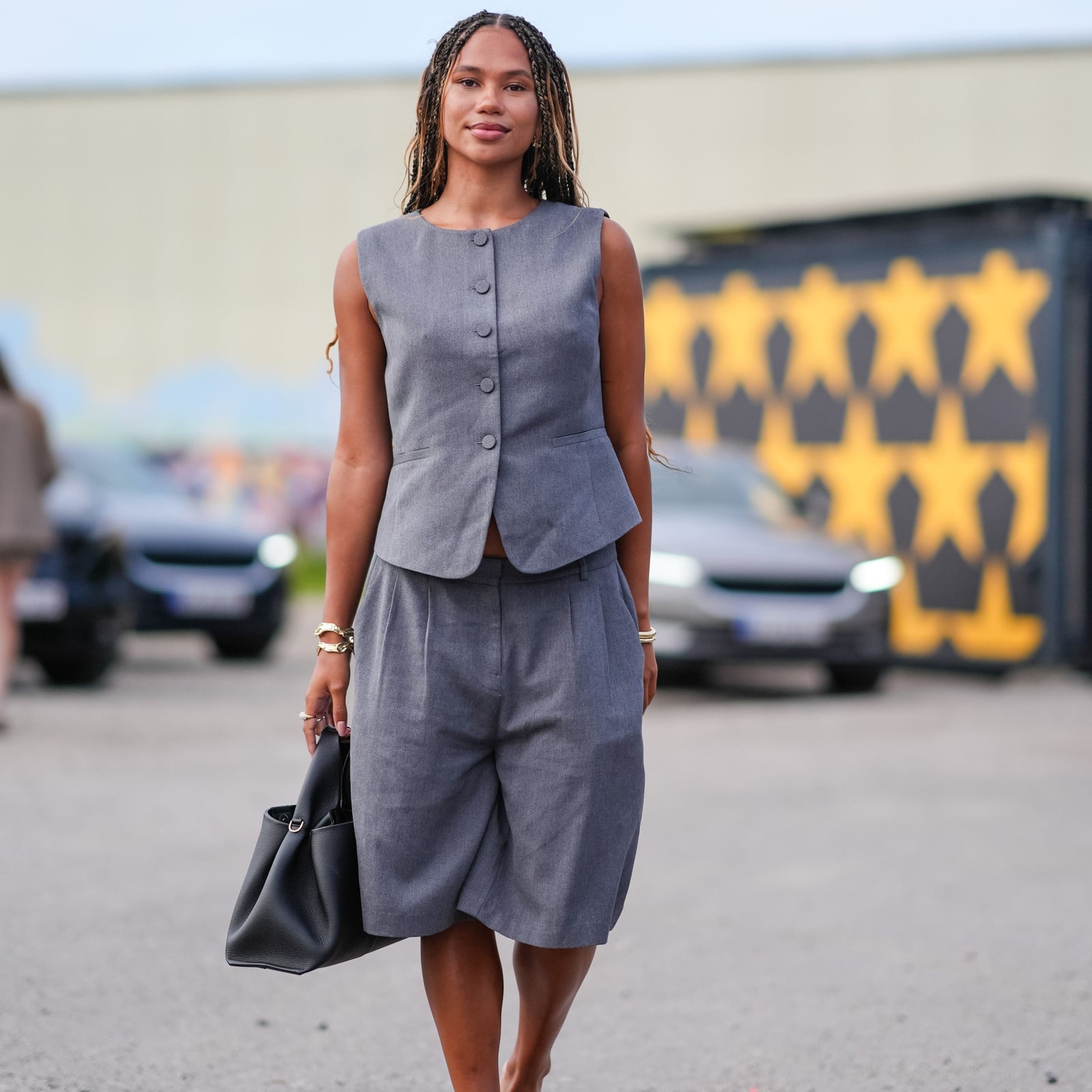 Gray Linen Blend Vest and Shorts Set Gray Linen Blend Vest and Shorts Set — Trendy Vest Outfits