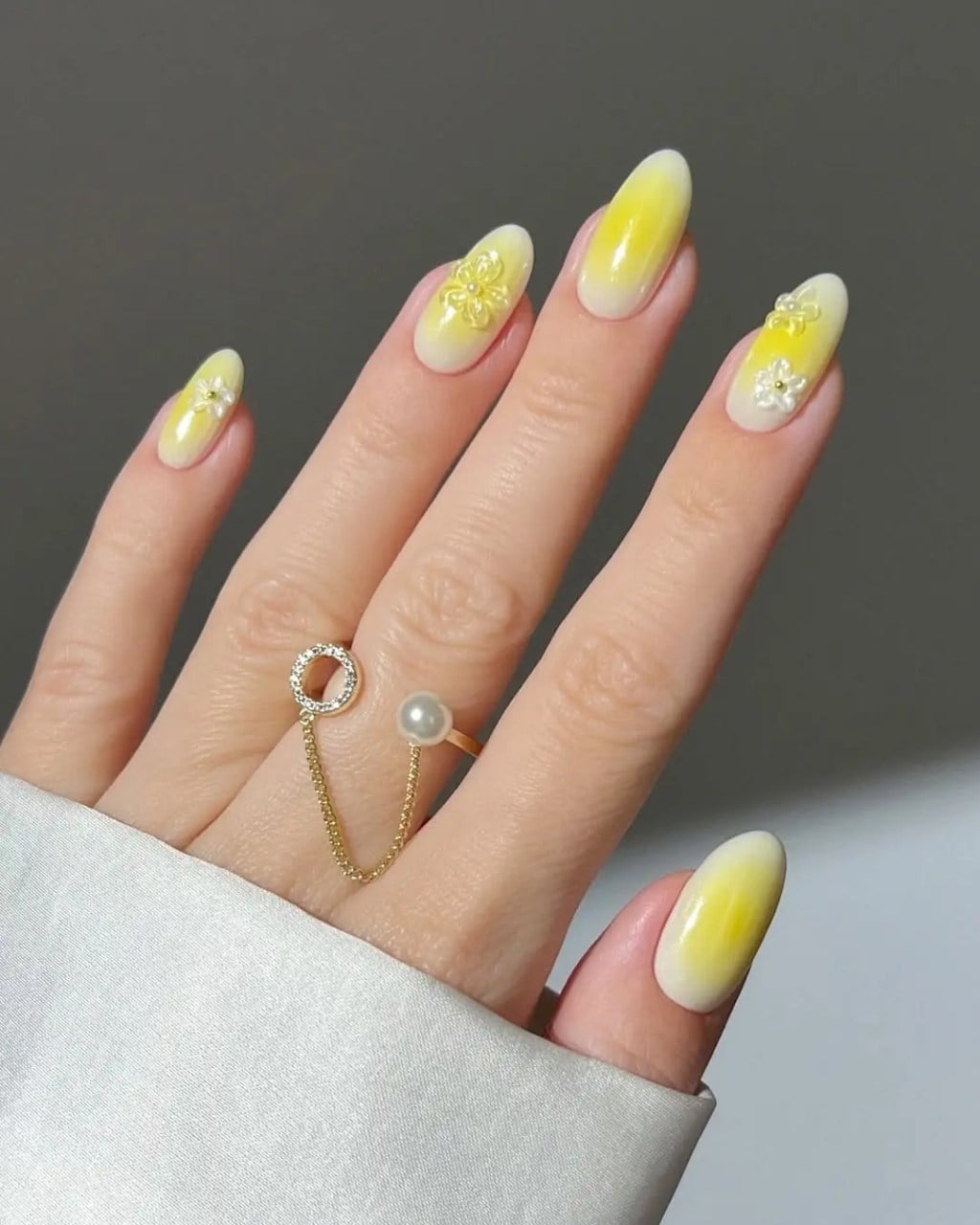 Sheer Nude Pale Yellow French Marquise Nails Sheer Nude Pale Yellow French Marquise Nails — Trendy Yellow Nails