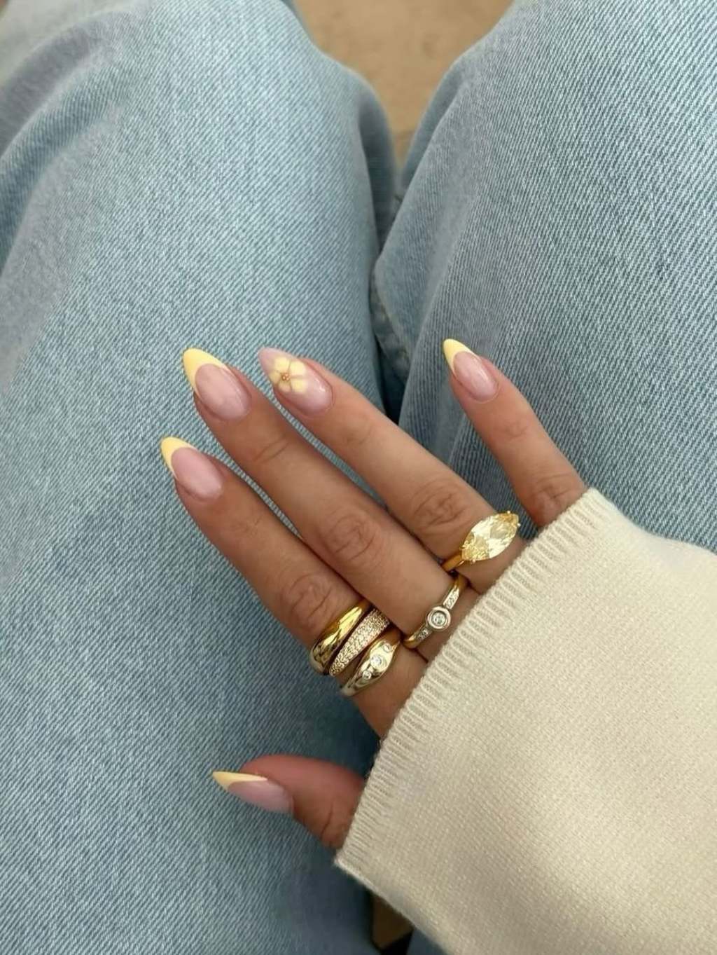 Sheer Nude Pale Yellow French Marquise Nails, Office-Safe Version Sheer Nude Pale Yellow French Marquise Nails, Office-Safe Version — Trendy Yellow Nails