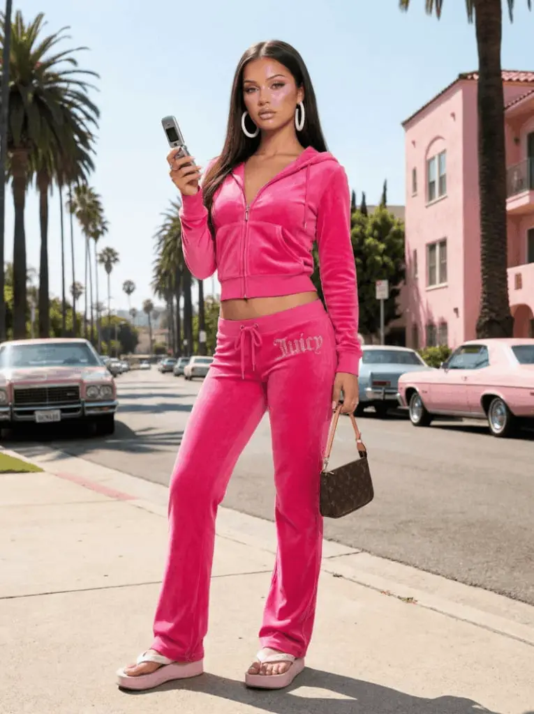 Vibrant Hot Pink Velour Tracksuit Vibrant Hot Pink Velour Tracksuit — Y2K Party Outfit Inspiration
