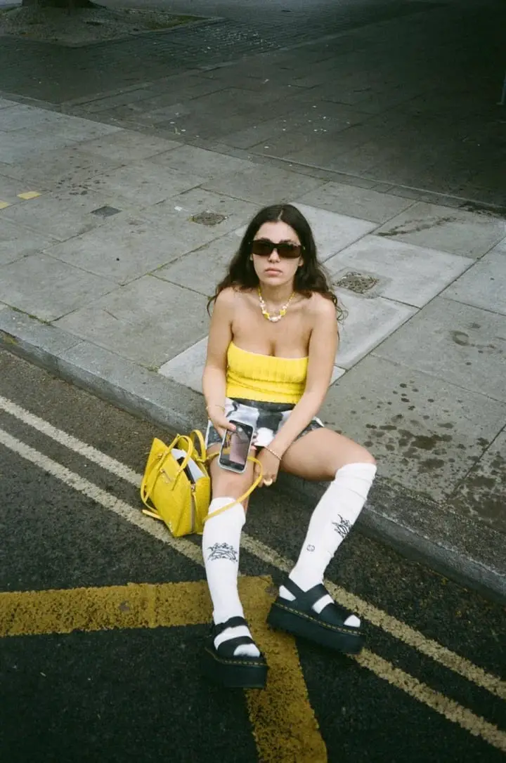 Yellow Tube Top With Plaid Mini Skirt Yellow Tube Top With Plaid Mini Skirt — Y2K Party Outfit Inspiration